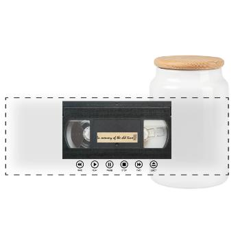 VHS - Panoramic Cookie Jar with Wooden Lid - white - Front