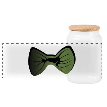 bow tie 2604 i - Panoramic Cookie Jar with Wooden Lid - white - Front