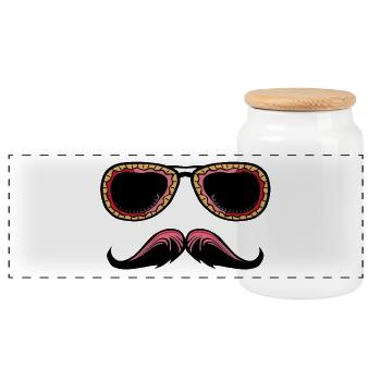 mexican sunglasses mustache hipster 2804 - Panoramic Cookie Jar with Wooden Lid - white - Front