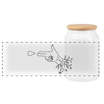 Dear shot - Panoramic Cookie Jar with Wooden Lid - white - Front