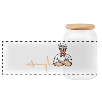 Heartbeat chef pizza maker - cadeau - Boîte à biscuits avec couvercle en bois - blanc - Devant