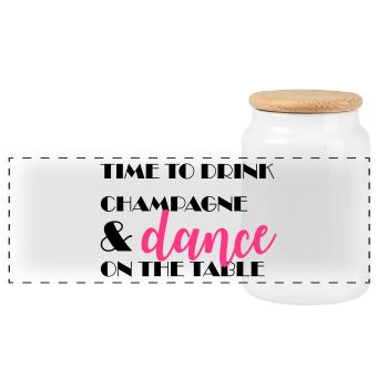 Il est temps de boire et de danser sur la table - Boîte à biscuits avec couvercle en bois - blanc - Devant