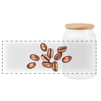 coffee beans - Panoramic Cookie Jar with Wooden Lid - white - Front