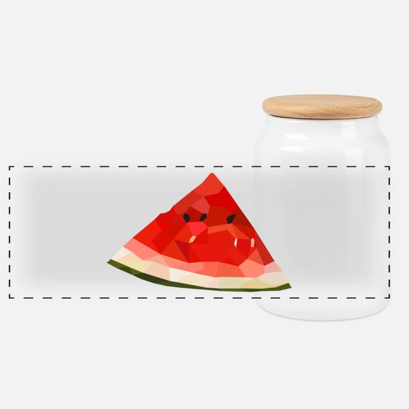 Wassermelone frucht - Panorama Keksdose mit Holzdeckel - Weiß