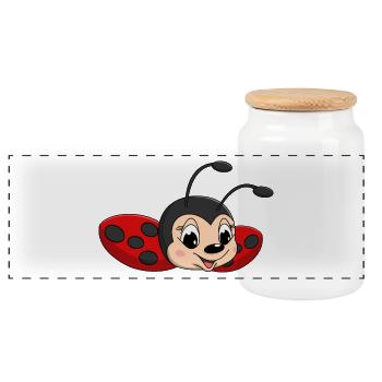 lorey.w "little ladybug", girl - Panoramic Cookie Jar with Wooden Lid - white - Front