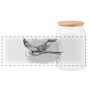 oiseau - Boîte à biscuits avec couvercle en bois - blanc - Devant