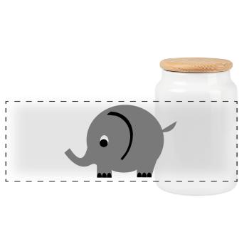 éléphant - Boîte à biscuits avec couvercle en bois - blanc - Devant