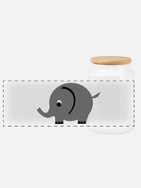 Elefant - Panorama Keksdose mit Holzdeckel - Weiß