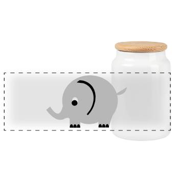 Éléphant - Boîte à biscuits avec couvercle en bois - blanc - Devant