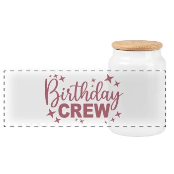 Birthday Crew Matching Gruppe Geburtstagsfeier Outfit - Panorama Keksdose mit Holzdeckel - Weiß - Vorne