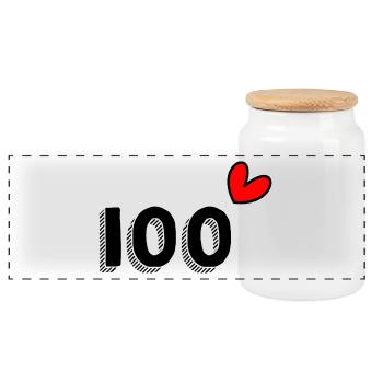 100 YEARS. 100th ANNIVERSARY. ANNIVERSARY 100 YEARS. - Panoramic Cookie Jar with Wooden Lid - white - Front