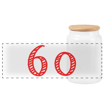 60 JAHRE. 60-jähriges JUBILÄUM. JUBILÄUM 60 JAHRE. 60 - Panorama Keksdose mit Holzdeckel - Weiß - Vorne