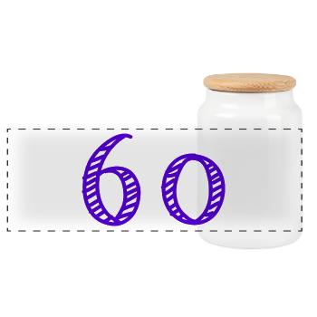 60 JAHRE. 60-JÄHRIGES JUBILÄUM. GEBURTSTAG 60 JAHRE. 60 - Panorama Keksdose mit Holzdeckel - Weiß - Vorne
