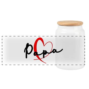 DAD. FATHER's DAY. HAPPY BIRTHDAY DAD. HAPPY BIRTHDAY - Panoramic Cookie Jar with Wooden Lid - white - Front