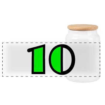10 JAHRE. 10-JÄHRIGES JUBILÄUM. GEBURTSTAG 10 JAHRE - Panorama Keksdose mit Holzdeckel - Weiß - Vorne