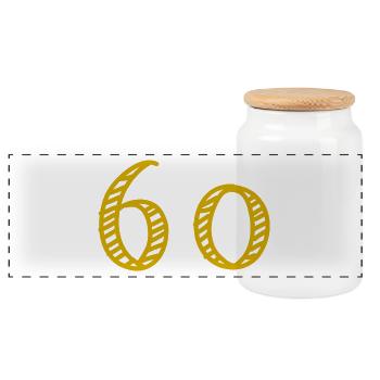 60. 60 ANS. 60e ANNIVERSAIRE. ANNIVERSAIRE 60 ANS. - Boîte à biscuits avec couvercle en bois - blanc - Devant