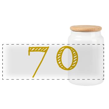 70. 70 ANS. 70e ANNIVERSAIRE. ANNIVERSAIRE 70 ANS. - Boîte à biscuits avec couvercle en bois - blanc - Devant