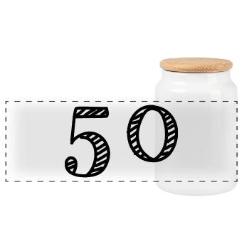 50. 50 ANS. 50e ANNIVERSAIRE. ANNIVERSAIRE 50 ANS. - Boîte à biscuits avec couvercle en bois - blanc - Devant