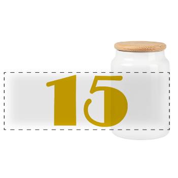 15. 15 YEARS. 15th ANNIVERSARY. 15 YEAR ANNIVERSARY. - Panoramic Cookie Jar with Wooden Lid - white - Front