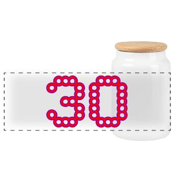30. 30 YEARS. 30th ANNIVERSARY. 30 YEARS ANNIVERSARY. - Panoramic Cookie Jar with Wooden Lid - white - Front