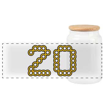 20. 20 ANS. 20e ANNIVERSAIRE. ANNIVERSAIRE 20 ANS. - Boîte à biscuits avec couvercle en bois - blanc - Devant