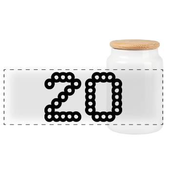 20. 20 ANS. 20e ANNIVERSAIRE. ANNIVERSAIRE 20 ANS. - Boîte à biscuits avec couvercle en bois - blanc - Devant