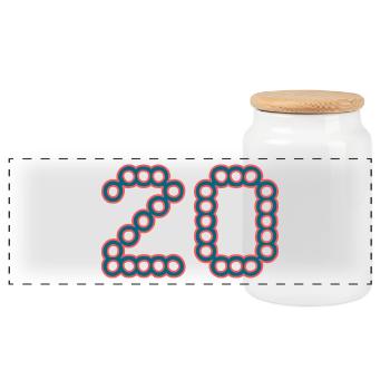 20. 20 ANS. 20e ANNIVERSAIRE. ANNIVERSAIRE 20 ANS. - Boîte à biscuits avec couvercle en bois - blanc - Devant