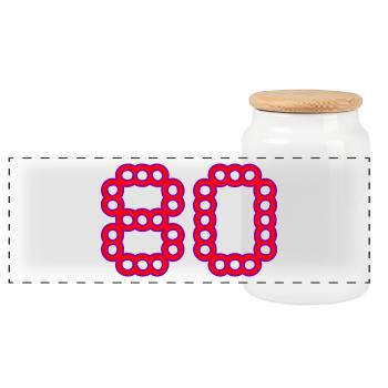 80. 80 YEARS. 80th ANNIVERSARY. 80 YEARS ANNIVERSARY. - Panoramic Cookie Jar with Wooden Lid - white - Front