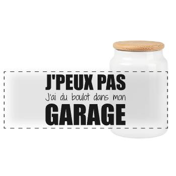 J'peux pas j'ai du boulot garage papa bricoleur - Boîte à biscuits avec couvercle en bois - blanc - Devant
