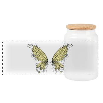 Wings, delicate - Panoramic Cookie Jar with Wooden Lid - white - Front