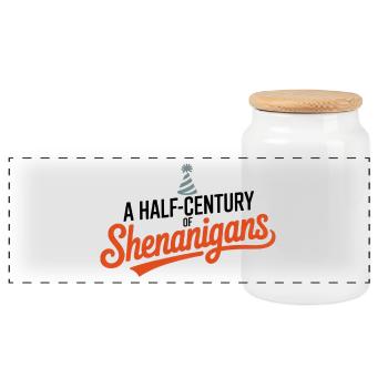 Half Century Shenanigans Party Hat Birthday - Panoramic Cookie Jar with Wooden Lid - white - Front