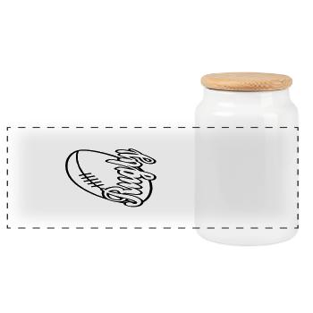 rugby - Boîte à biscuits avec couvercle en bois - blanc - Devant