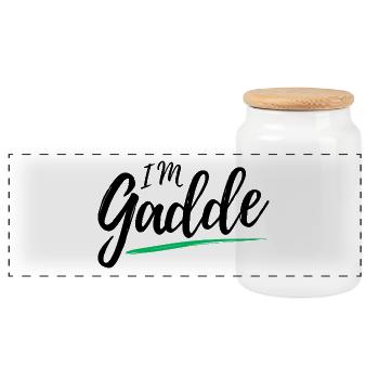 Im Gadde – Logo Dark - Panoramic Cookie Jar with Wooden Lid - white - Front