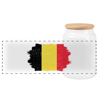 Belgian Flag Brush Stroke - Panoramic Cookie Jar with Wooden Lid - white - Front