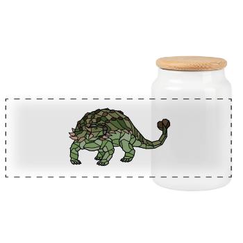 ankylosaurus - Panoramic Cookie Jar with Wooden Lid - white - Front