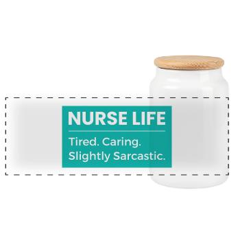 Nurse T-Shirt – Funny Nurse Life Healthcare Hum - Panoramic Cookie Jar with Wooden Lid - white - Front