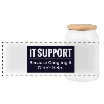 IT-Support-T-Shirt – Lustiger Technik-Büro-Humor - Panorama Keksdose mit Holzdeckel - Weiß - Vorne