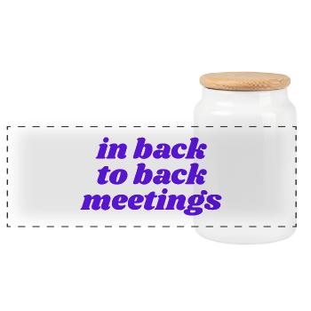 in back to back meetings - Panoramic Cookie Jar with Wooden Lid - white - Front