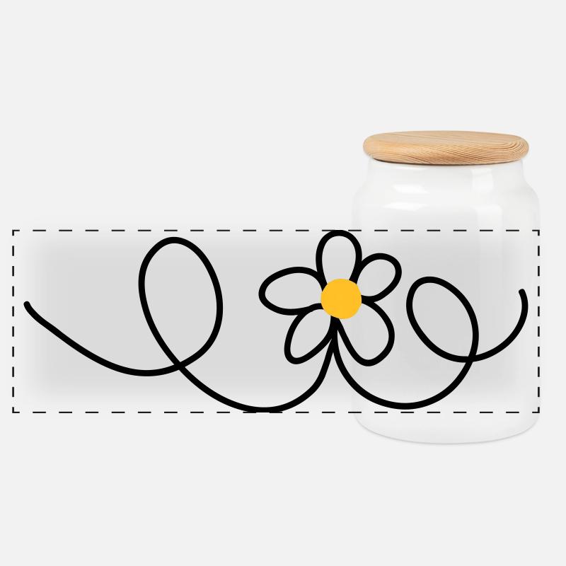 Blume - Panorama Keksdose mit Holzdeckel - Weiß
