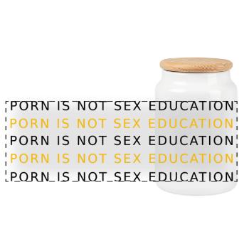PORN IS NOT EDUCATION - Panoramic Cookie Jar with Wooden Lid - white - Front