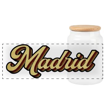 Madrid Retro Striped Script - Panorama Keksdose mit Holzdeckel - Weiß - Vorne