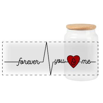 Forever love - Panorama Keksdose mit Holzdeckel - Weiß - Vorne