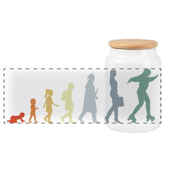 Roller Skater Evolution - Panorama Keksdose mit Holzdeckel - Weiß - Vorne