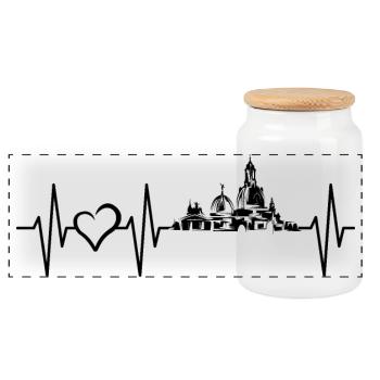 Dresde Coeur Battement De Coeur Symbole Icône Ville D’amour - Boîte à biscuits avec couvercle en bois - blanc - Devant