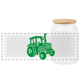 Traktor Herzschlag Bauer - Panorama Keksdose mit Holzdeckel - Weiß - Vorne