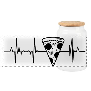 Mon cœur bat pour la pizza - Boîte à biscuits avec couvercle en bois - blanc - Devant
