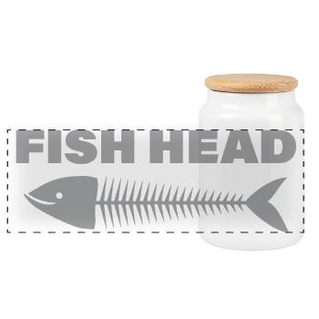 FISH HEAD - Panoramic Cookie Jar with Wooden Lid - white - Front