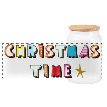 Christmas Time - Panorama Keksdose mit Holzdeckel - Weiß - Vorne