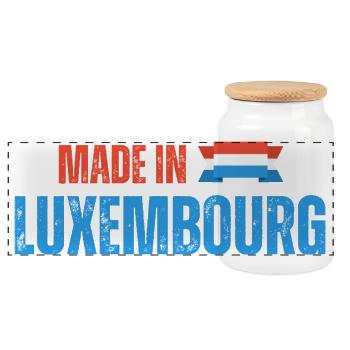 Made in Luxembourg, fierté luxembourgeoise - Boîte à biscuits avec couvercle en bois - blanc - Devant