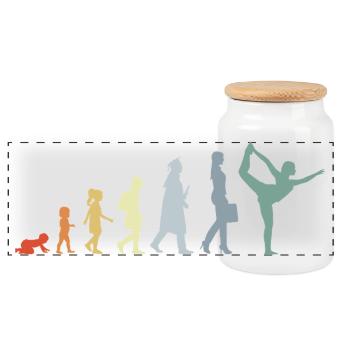 Development into a yoga teacher - Panoramic Cookie Jar with Wooden Lid - white - Front